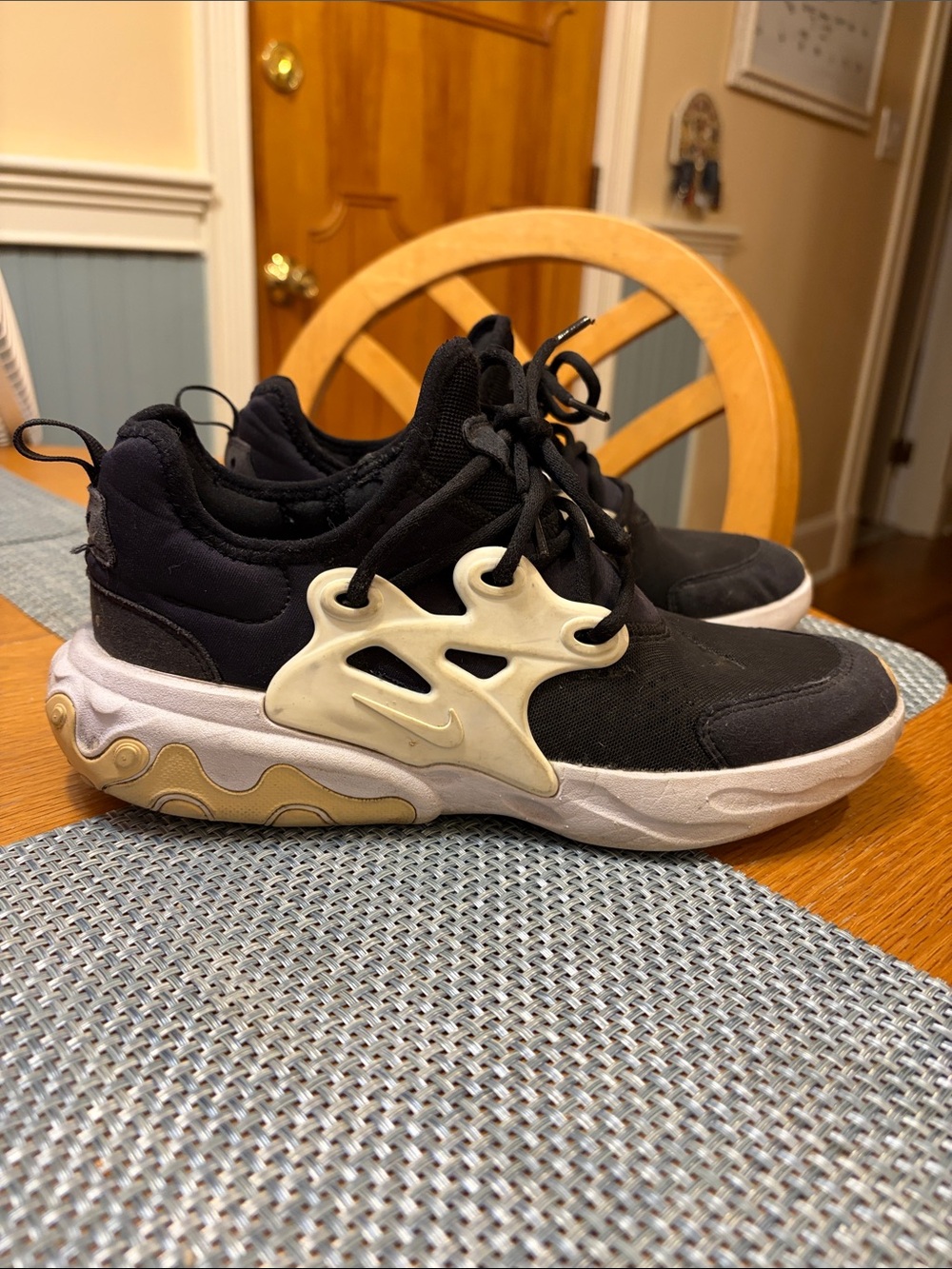 Nike Kids Black Sneakers with Cream Accents
